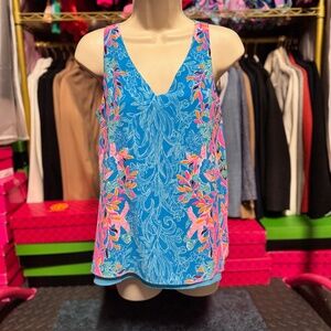 Lilly Pulitzer Florin V-Neck Tank Top - Multi Seaweed Samba (Size XS)